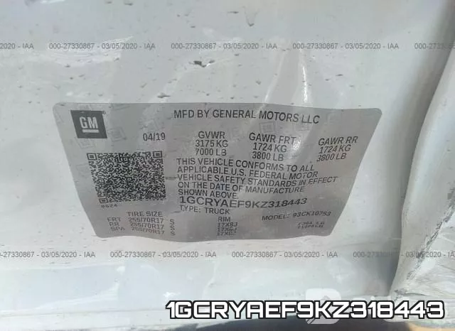 1GCRYAEF9KZ318443 фото 10