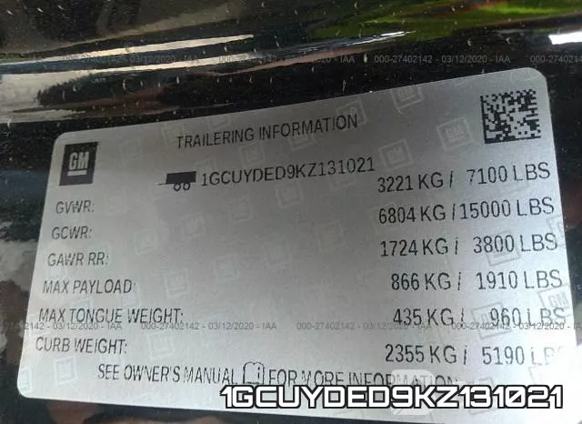 1GCUYDED9KZ131021 фото 10