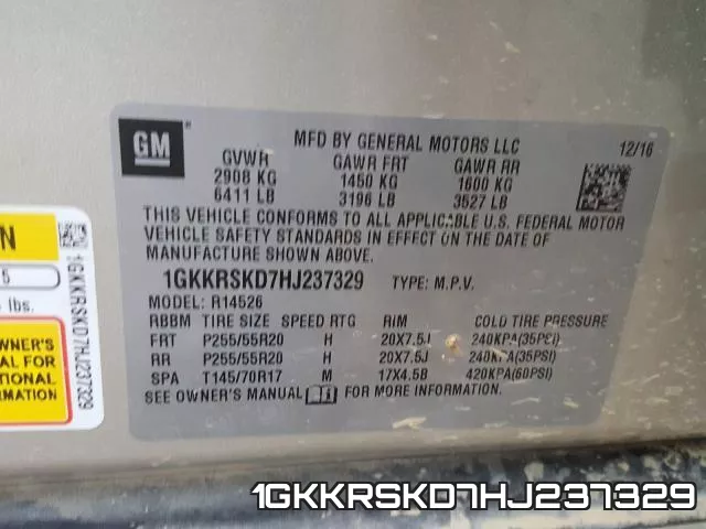1GKKRSKD7HJ237329 фото 2