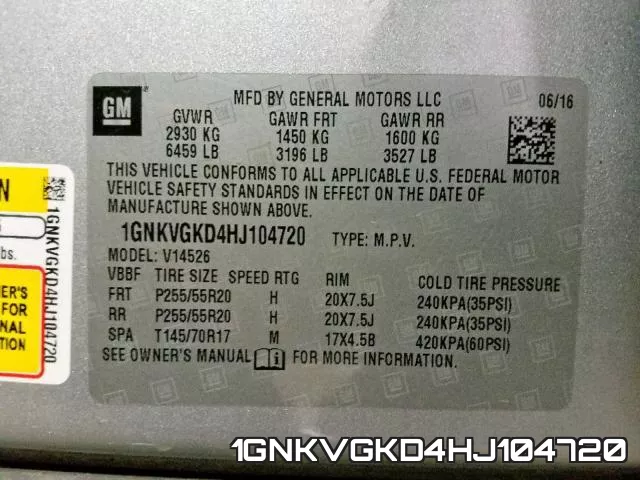1GNKVGKD4HJ104720 фото 2