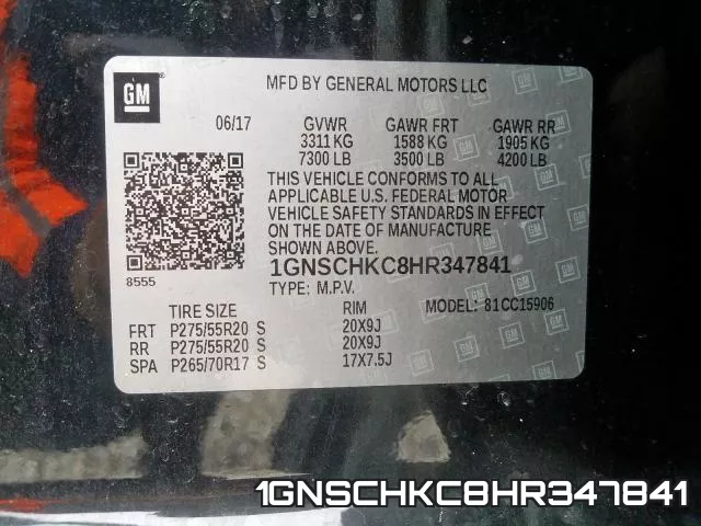 1GNSCHKC8HR347841 фото 2