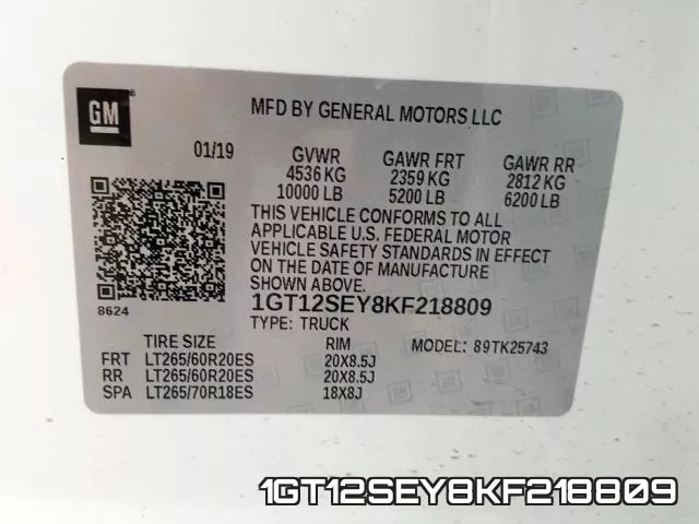 1GT12SEY8KF218809 фото 2