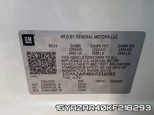 1GYAZAR40KF218293 фото 2