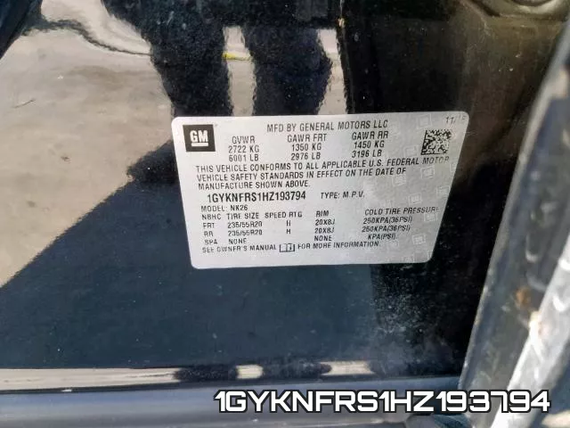 1GYKNFRS1HZ193794 фото 2