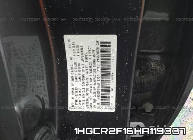 1HGCR2F16HA119337 фото 10