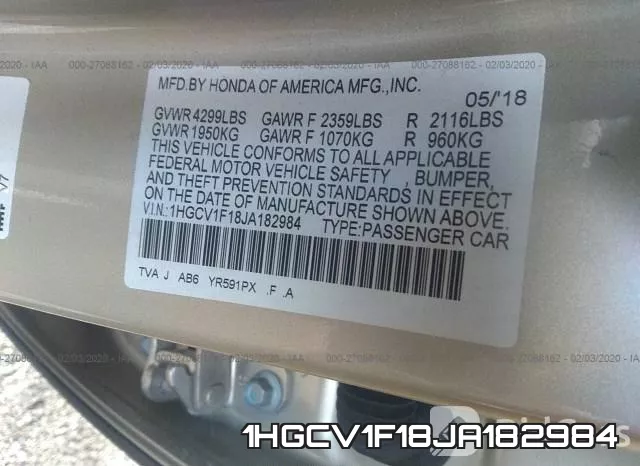 1HGCV1F18JA182984 фото 10