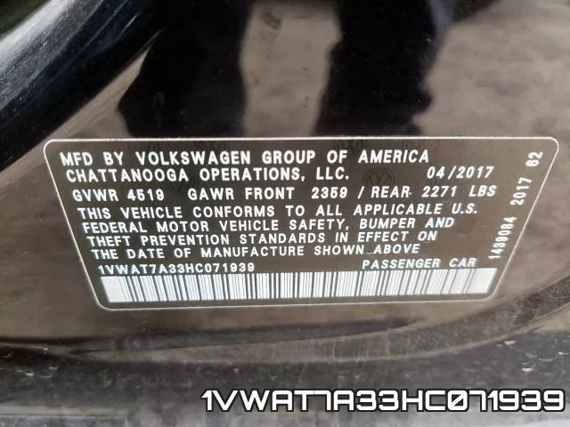 1VWAT7A33HC071939 фото 2
