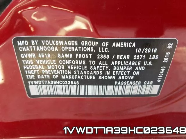 1VWDT7A39HC023648 фото 2