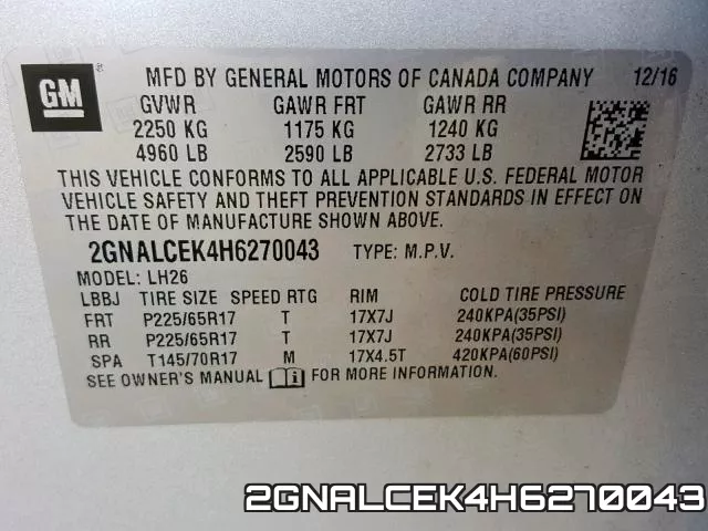 2GNALCEK4H6270043 фото 2