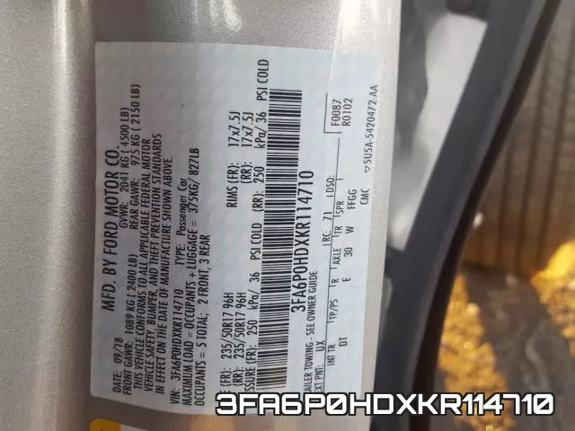 3FA6P0HDXKR114710 фото 2