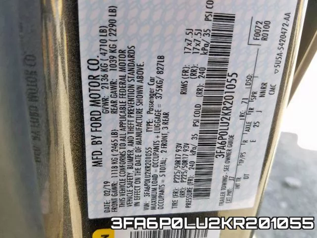 3FA6P0LU2KR201055 фото 2