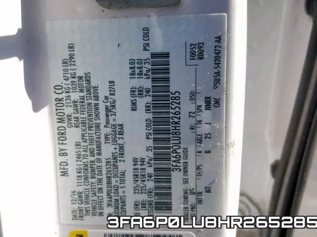 3FA6P0LU8HR265285 фото 2