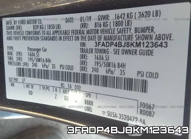 3FADP4BJ8KM123643 фото 10
