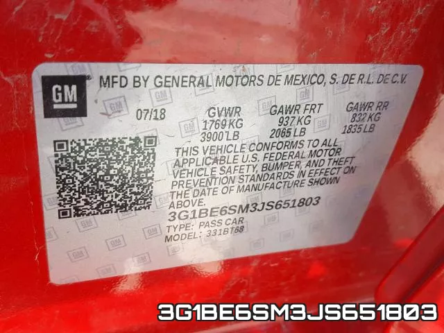 3G1BE6SM3JS651803 фото 2