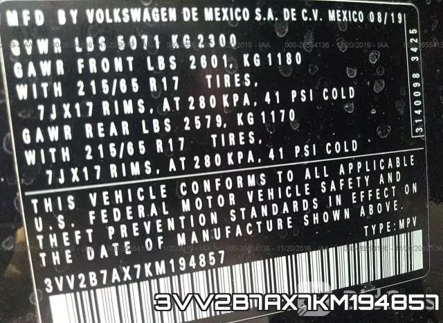 3VV2B7AX7KM194857 фото 10