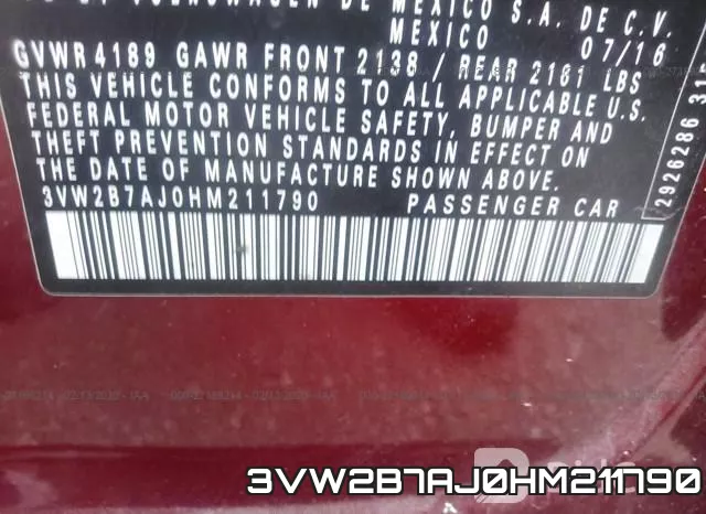3VW2B7AJ0HM211790 фото 10