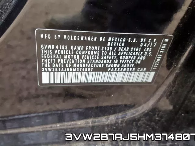 3VW2B7AJ5HM374807 фото 2