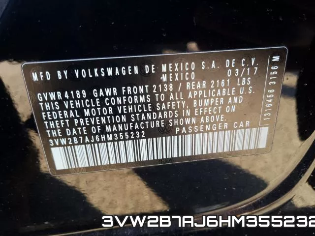 3VW2B7AJ6HM355232 фото 2