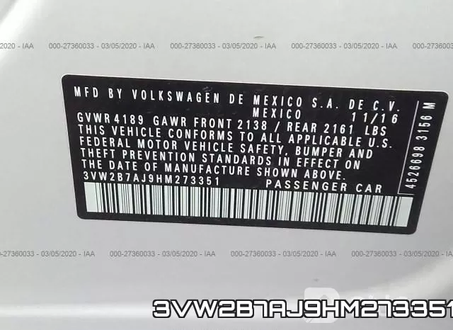 3VW2B7AJ9HM273351 фото 10