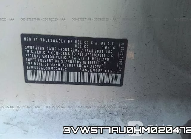 3VW5T7AU0HM020472 фото 10