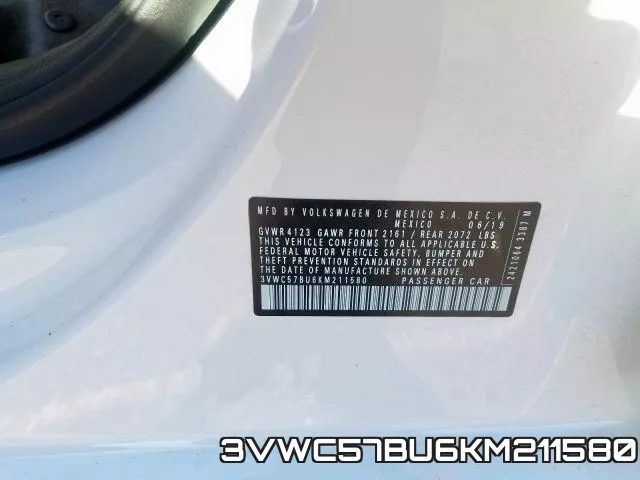 3VWC57BU6KM211580 фото 2
