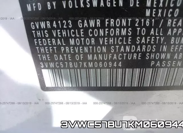 3VWC57BU7KM060944 фото 5