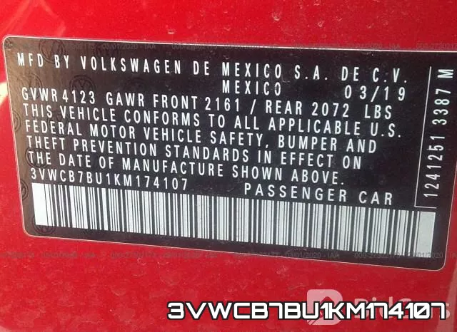 3VWCB7BU1KM174107 фото 10