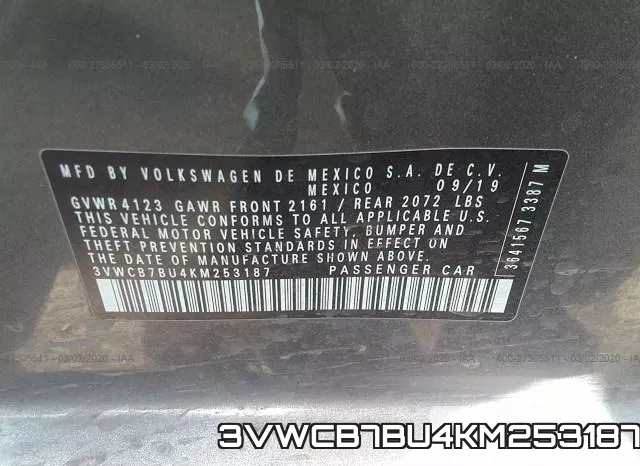 3VWCB7BU4KM253187 фото 10