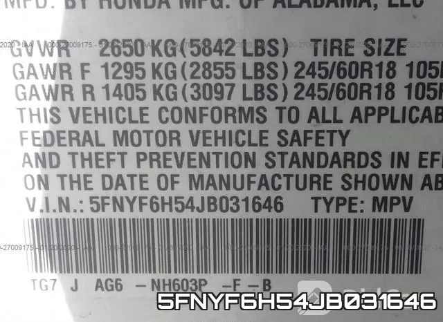 5FNYF6H54JB031646 фото 10