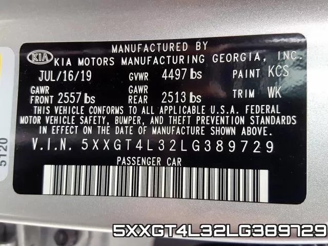 5XXGT4L32LG389729 фото 2