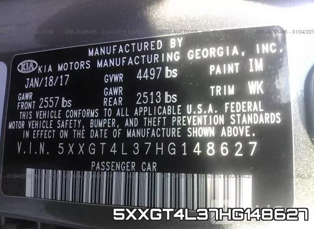 5XXGT4L37HG148627 фото 8