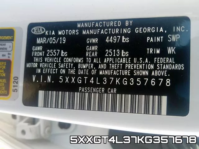 5XXGT4L37KG357678 фото 2