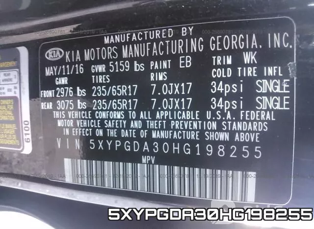 5XYPGDA30HG198255 фото 10