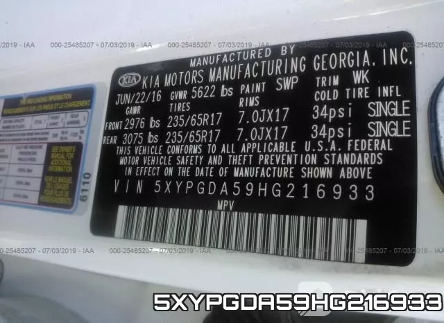 5XYPGDA59HG216933 фото 10