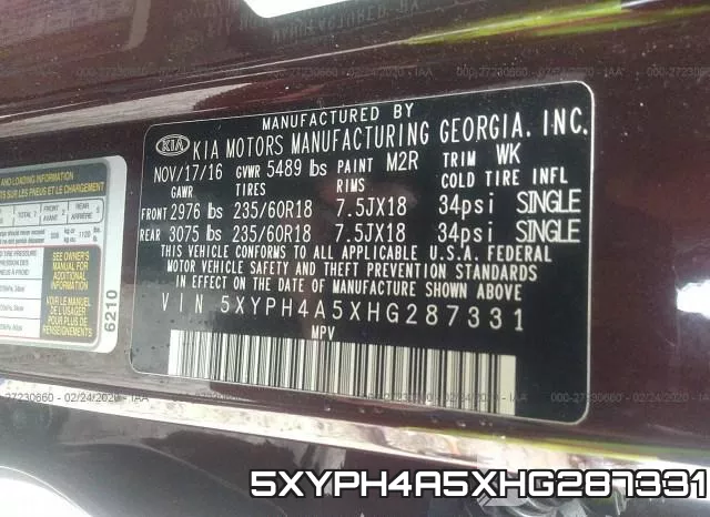 5XYPH4A5XHG287331 фото 10