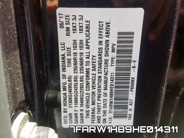 7FARW1H89HE014311 фото 2