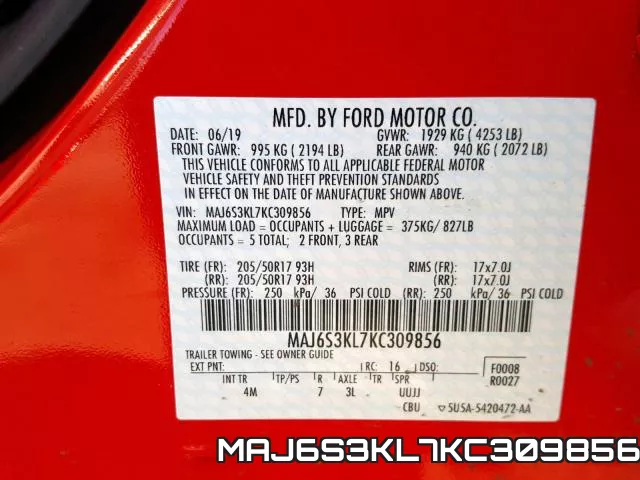 MAJ6S3KL7KC309856 фото 2