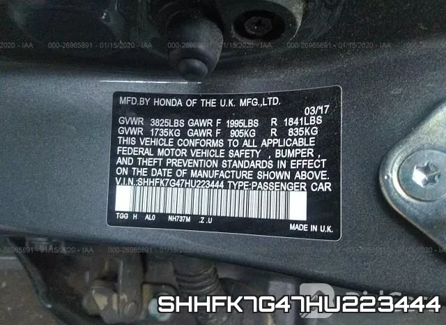 SHHFK7G47HU223444 фото 10