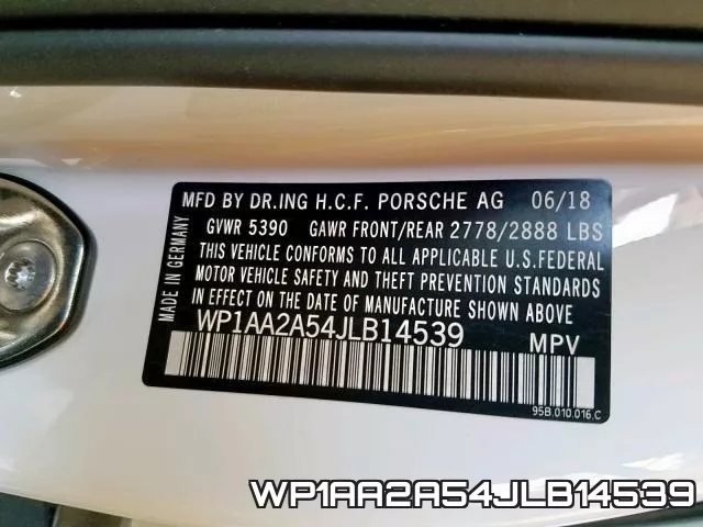 WP1AA2A54JLB14539 фото 2