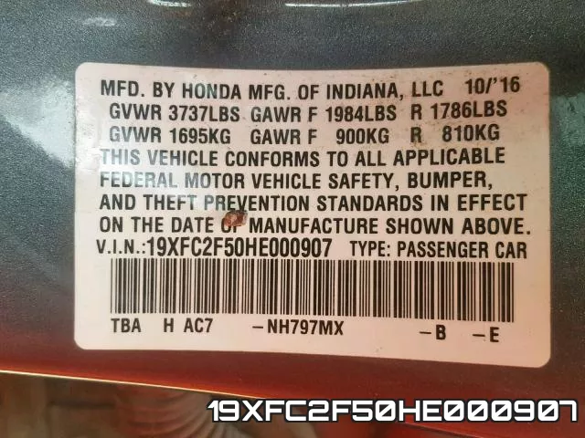 19XFC2F50HE000907 фото 2