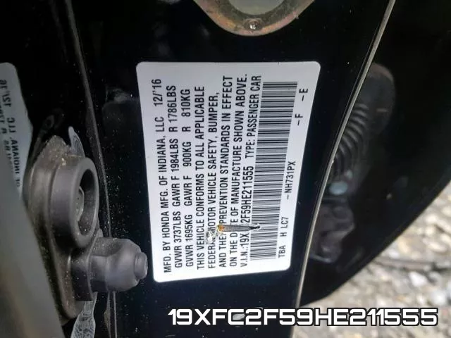 19XFC2F59HE211555 фото 2