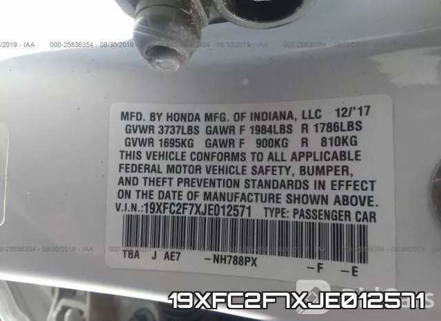 19XFC2F7XJE012571 фото 10