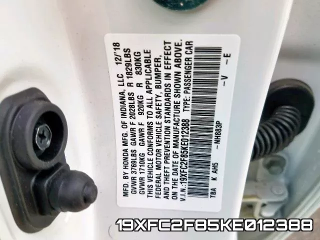 19XFC2F85KE012388 фото 2