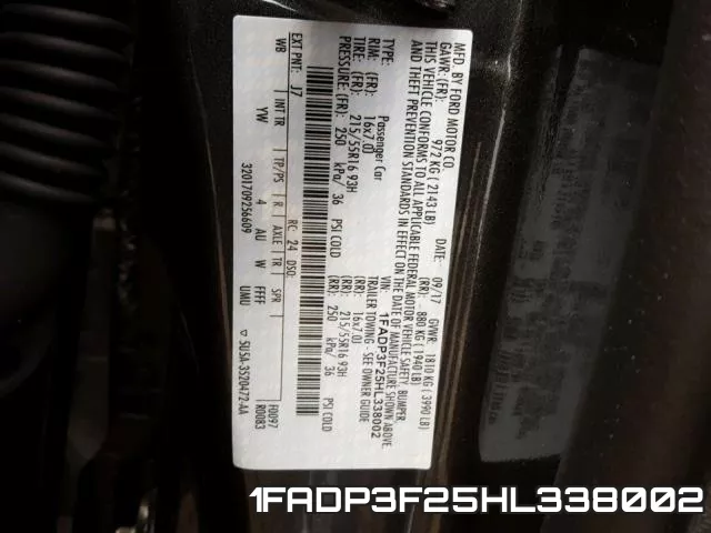 1FADP3F25HL338002 фото 2