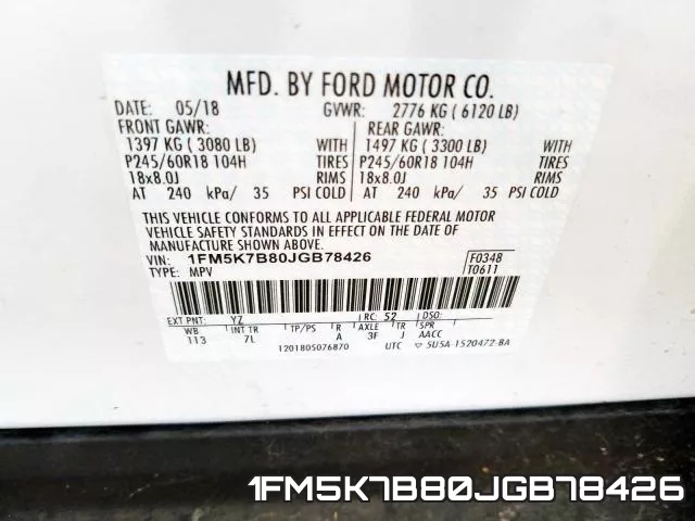 1FM5K7B80JGB78426 фото 2