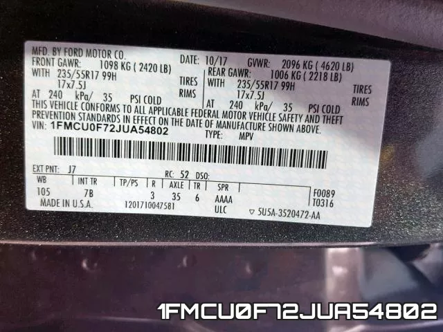 1FMCU0F72JUA54802 фото 2