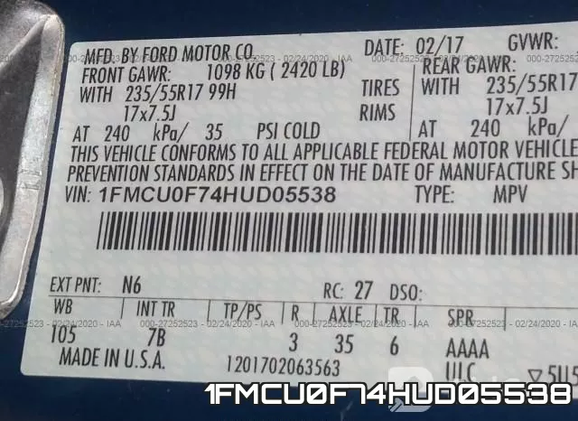 1FMCU0F74HUD05538 фото 10