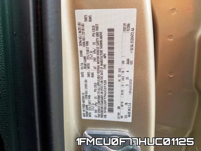 1FMCU0F77HUC01125 фото 2