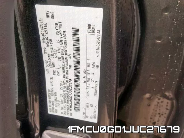 1FMCU0GD1JUC27679 фото 2