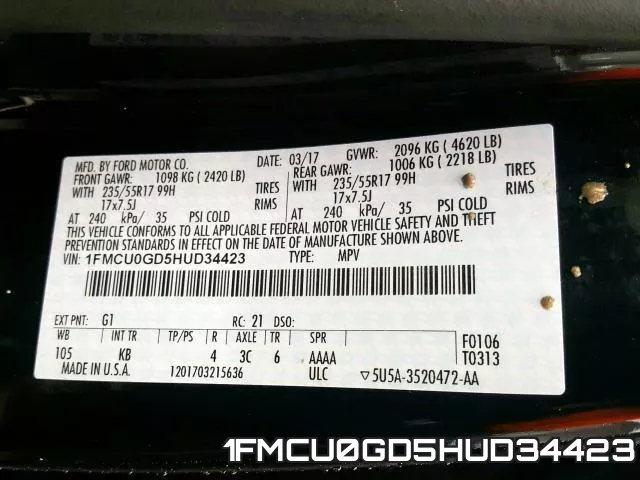 1FMCU0GD5HUD34423 фото 2
